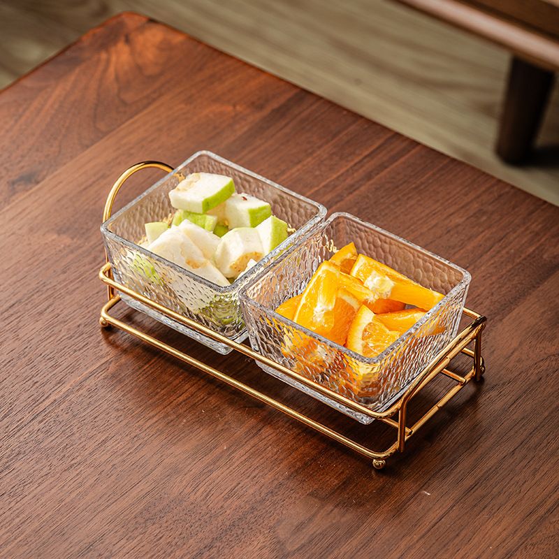 Plateau de service en verre à 6 compartiments avec couvercle – Plateau de collations et de fruits de qualité commerciale pour restaurants, bars et fêtes (résistant au lave-vaisselle)_voghion.com