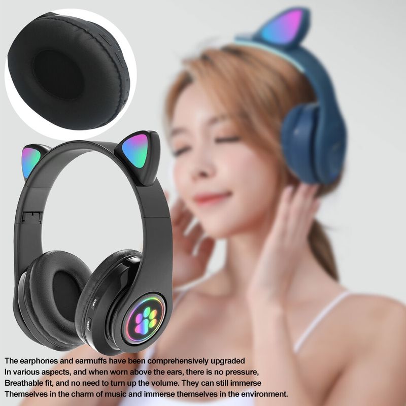 Drahtlose Katzenohr-Kopfhörer Bluetooth-Headset LED-Leuchten Kopfhörer für Kinder_voghion.com