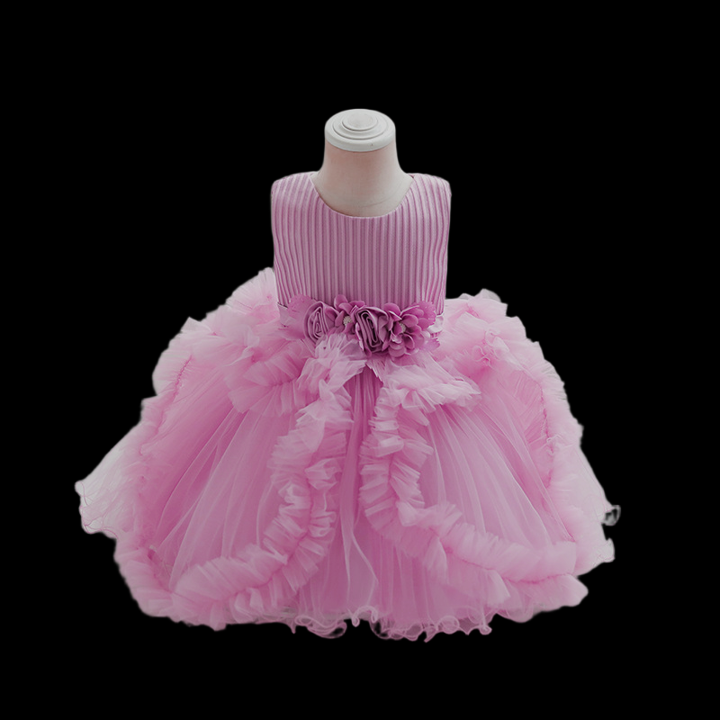 First year Dress Princess dress Girls Summer dress Children pompadour dress Birthday party dress skirt_voghion.com