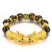 Bracciale unisex alla moda in oro con perline di mantra a sei caratteri in ossidiana color oro_voghion.com