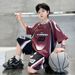 Kids' Clothing Boys Summer Short Sleeved Basketball Uniform Suit For Middle And Large Children Sports Two Piece Suit_voghion.com