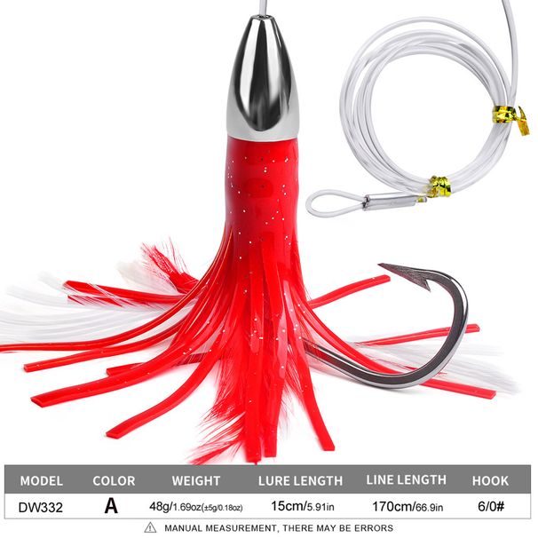 Trolling morski 15 cm/ 5,91 cala 48 g metalowa główka ośmiornicy, macki kałamarnicy, miękka, realistyczna przynęta_voghion.com