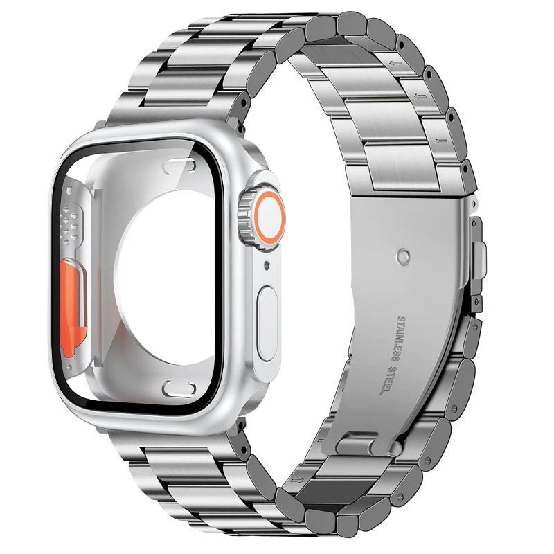 Cinturini per orologi Iwatchs10 46/40/41/44/45mm Cinturino in acciaio inossidabile a tre perle + custodia completa_voghion.com