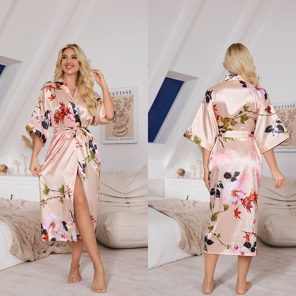 Women's Spring And Autumn Comfort Gown With Printed Gown Pajamas_voghion.com