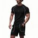 Men's Summer Loose Casual Sports Simple Quick-Dry Raglan Short Sleeve Shorts 2-Piece Set_voghion.com