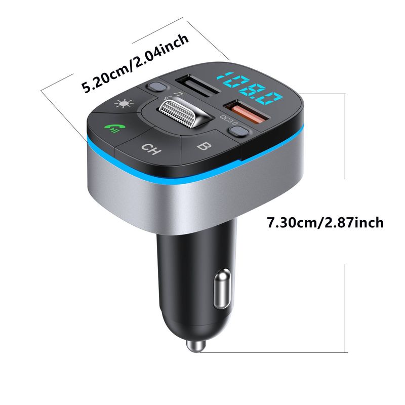 Kabelloser 5.0-FM-Transmitter fürs Auto, kabelloser Autoadapter mit Mikrofon und HiFi-Sound, MP3-Musikplayer, Radio-Audioempfänger, unterstützt Freisprechanrufe_voghion.com
