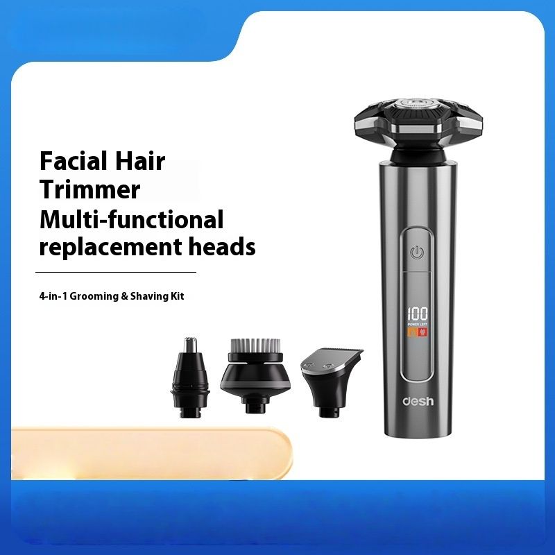 Professional 3-Blade Rotary Electric Shaver For Men, Waterproof & Cordless With Floating Heads, LED Display, 150-Min Runtime_voghion.com