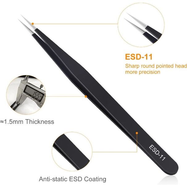 3PCS Precision Tweezers Set, Upgraded Anti-Static Stainless Steel Of Tweezers, For Electronics, Soldering, Laboratory Work, Jewelry-Making, Model, Craft_voghion.com