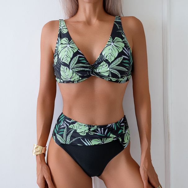 Sexy Floral Print Bikini Set. Adjustable Tri-Top & High-Waisted Bottom. Soft, Quick-Dry Fabric. Perfect For Beach & Pool. Confident & Chic Style._voghion.com