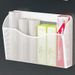 Organizador lateral para geladeira com suporte magnético, ideal para guardar temperos, sacos plásticos e diversos utensílios. Não requer furação._voghion.com