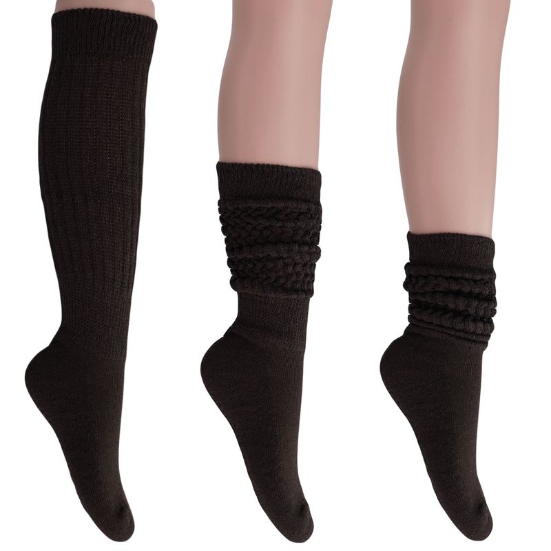Women's Slouch Socks 3 Pairs Extra Long Heavy Slouchy Scrunch Knee High Socks Shoe Size 5 To 10_voghion.com