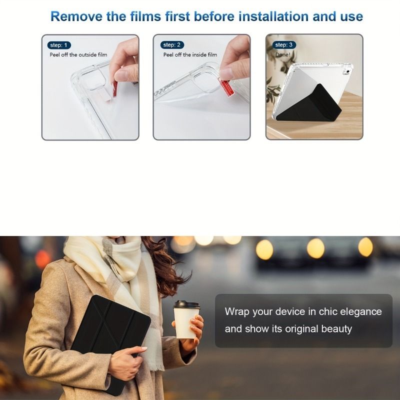 2022 10 (10,9 Zoll) Smart Stand schützt transparentes Gehäuse vor Stürzen und Stößen aus mehreren Winkeln (360°), mit intelligenter Schlaffunktion_voghion.com