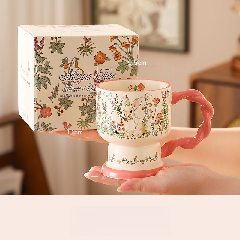 Forest Style Ceramic Mug Cute Office With Spoon Coffee Cup Best Friend Birthday Gift For Her_voghion.com
