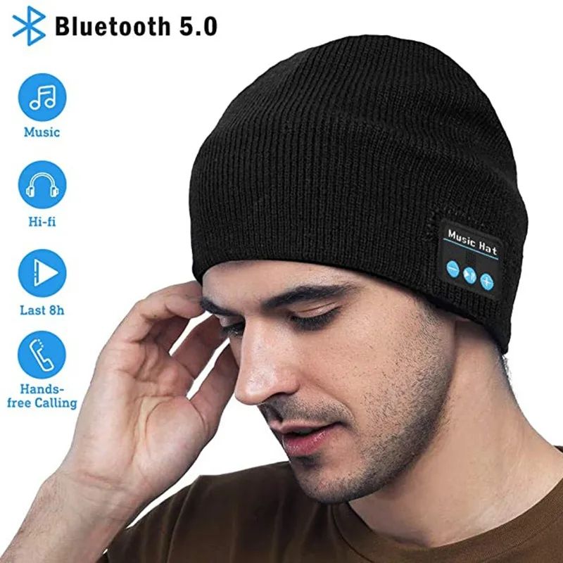 Outdoor Bluetooth Headphone Unisex Men Women Winter Warm Hat Beanie Music Speaker Wireless Cap Headphones For Riding Cycling_voghion.com
