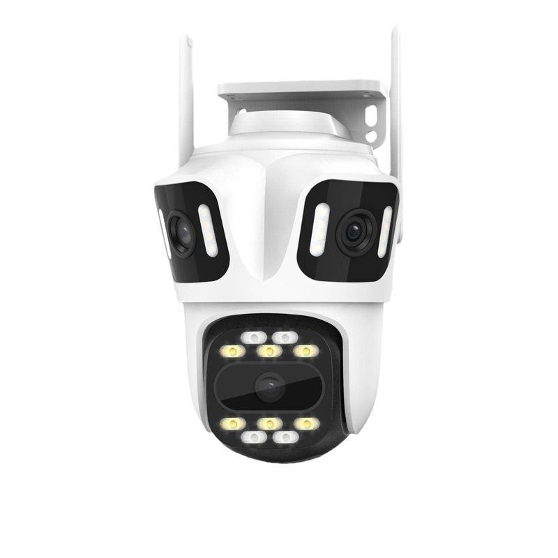 Caméra de sécurité triple objectif 8MP - Vue panoramique à 360° Écran divisé en 3 directions Vision nocturne couleur IP66 Étanchéité_voghion.com