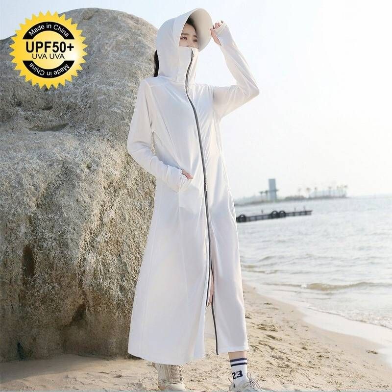 Giacca con protezione solare UPF50+ da donna - Giacca a maniche lunghe in seta ghiacciata per ciclismo e attività all'aperto, leggera, traspirante, vestibilità aderente e anti-UV_voghion.com