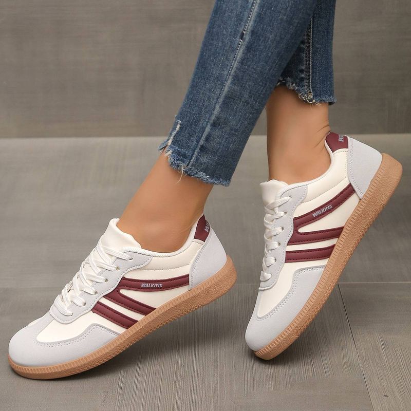 Women’s Shoes Spring New Lace Up Wedge Heel Thick Bottom Round Toe Slip On Lightweight And Comfortable Casual Shoes For Women_voghion.com