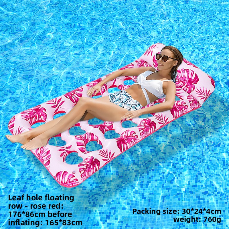Tumbona inflable de lujo para piscina con diseño degradado brillante y malla reforzada (PVC grueso, 190 cm, agujeros redondos transpirables, ideal para adultos, playa o piscina)._voghion.com