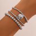 Set di braccialetti con perline in argento da donna, 3 pezzi, bracciale elastico semplice alla moda bohémien, bracciale con perline a tubo impilate, set di gioielli regalo_voghion.com
