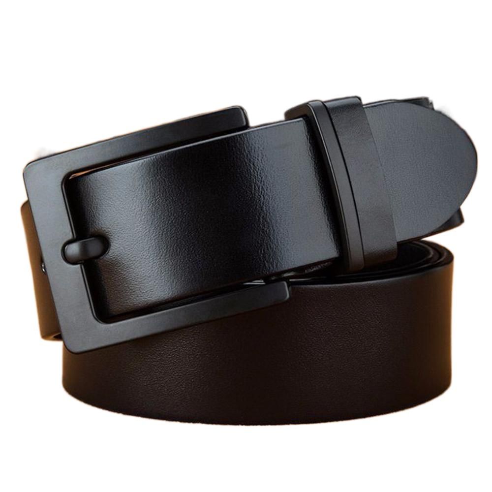 VARME menns toppkvalitets nye design massivt kuskinn menn ku ekte skinn kuskinn svart nålespenne metallbelter jeans_voghion.com