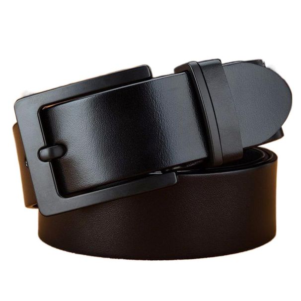 VARME menns toppkvalitets nye design massivt kuskinn menn ku ekte skinn kuskinn svart nålespenne metallbelter jeans_voghion.com