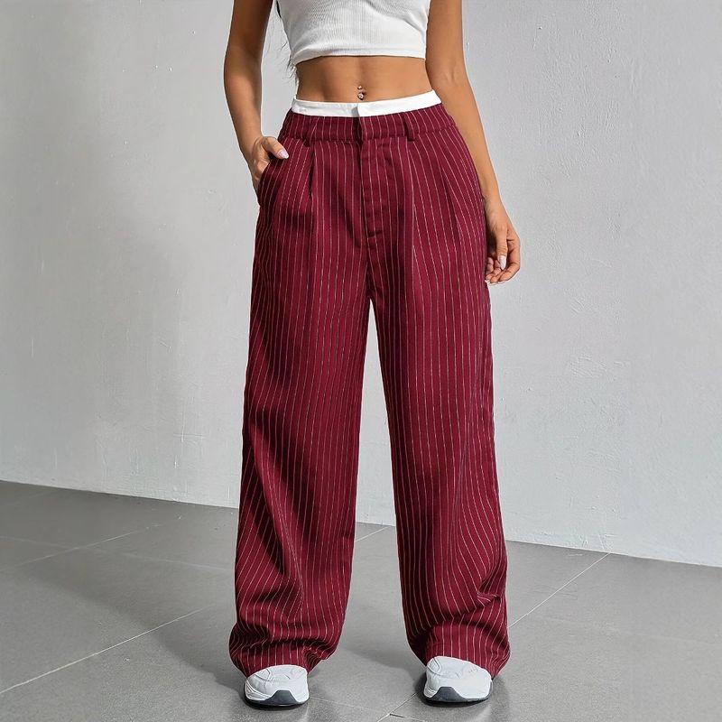 Women's Clothing Spring And Autumn New Fashion Drawstring High Waist Drape Casual Wide Leg Trousers_voghion.com