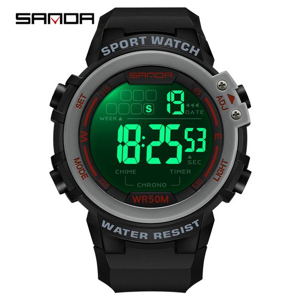 Montre de sport numérique multifonction, étanche jusqu'à 30 m, rétroéclairage LED, bracelet en TPU, design unisexe tendance et lumineux pour étudiant_voghion.com