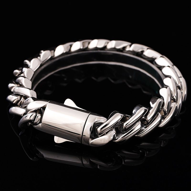 Hot Selling Titanium Steel Diamond Chain 12MM Cast Single Grain Assembled Unisex Snap Cuban Necklace_voghion.com