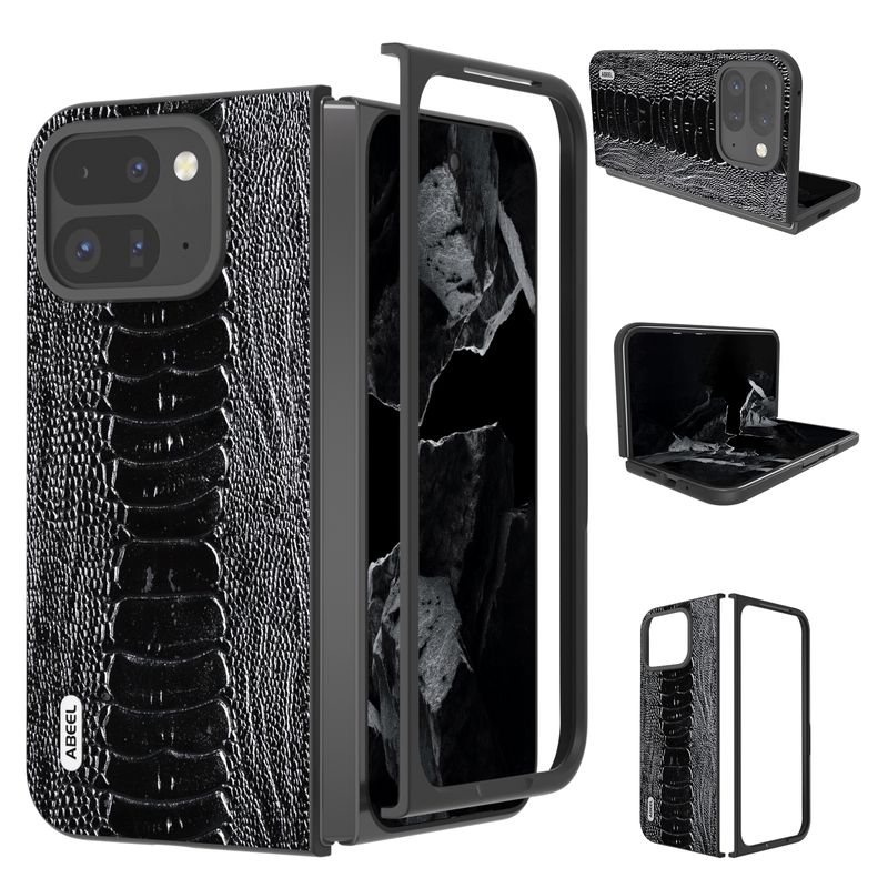 For Google Pixel 9 Pro Fold ABEEL Genuine Leather Weilai Series Phone Case(Black)_voghion.com