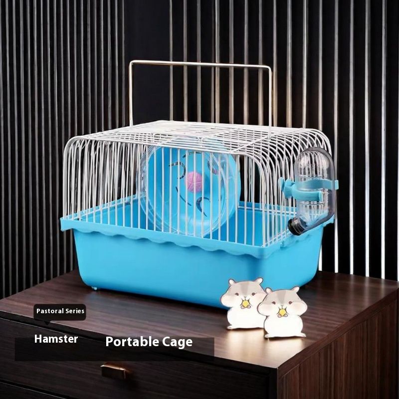 Vente de fournitures portables, villa de plain-pied avec cage extérieure en fil d'or pour ours et hamster, petite cage de campagne_voghion.com