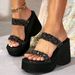 Spring/Summer New Style Slope Heel Thick Water Diamond Waterproof Platform Sponge Bottom Fashion 10cm Women's Sandals_voghion.com