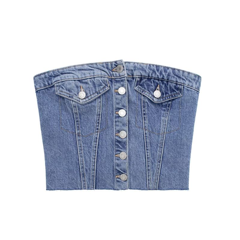 Women's slim fit fashion denim tops, vests and vests TOP_voghion.com
