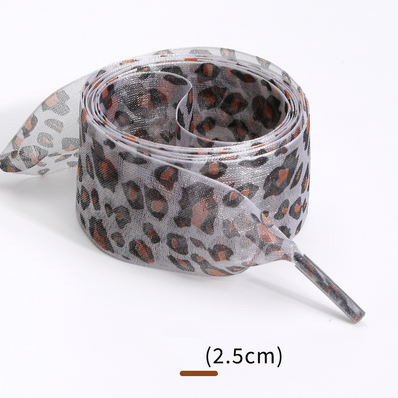 Skotilbehør bredere snørebånd leopardmønster silke snørebånd flade brede leopardprint snørebånd med snegarn_voghion.com