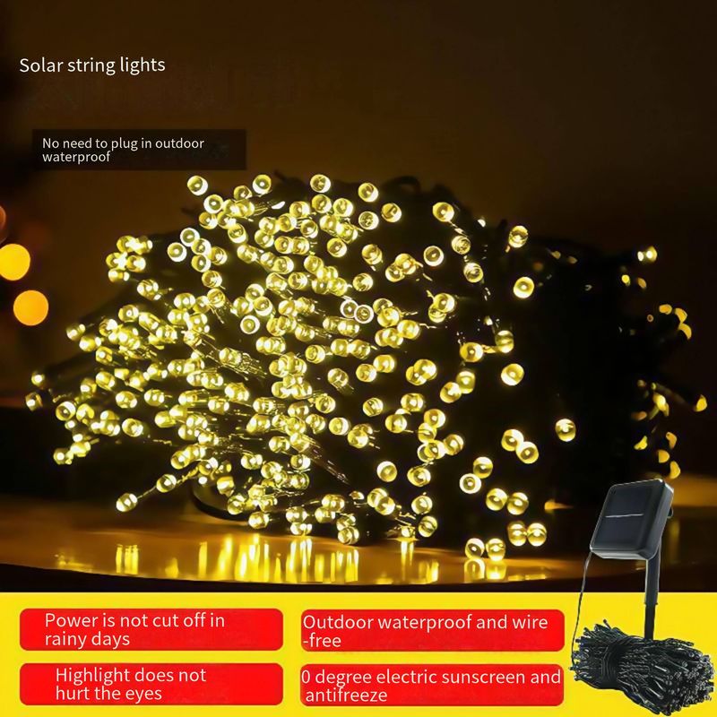 Solar LED String Lights Outdoor Waterproof Garden Landscape Decorative Lights For Christmas, Patio, Lawn With 8 Lighting Modes & Remote Control​_voghion.com