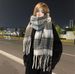 Sciarpa lunga con nappe versatile per coppie, in mohair spesso e scozzese, per autunno e inverno, versione coreana_voghion.com