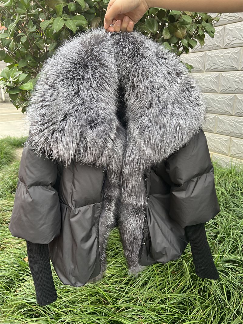 Women's Clothing Autumn And Winter New White Duck Down Jacket Short Style Temperament Fox Fur Collar Fur Coat_voghion.com