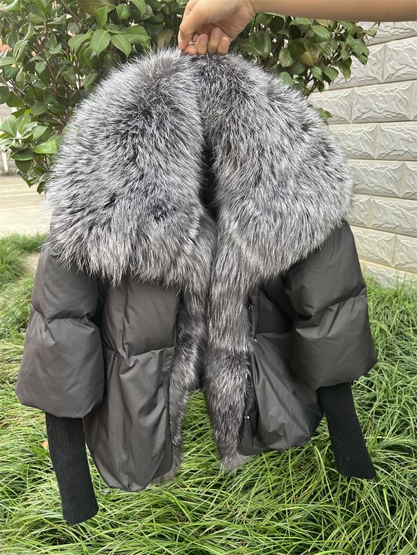 Women's Clothing Autumn And Winter New White Duck Down Jacket Short Style Temperament Fox Fur Collar Fur Coat_voghion.com