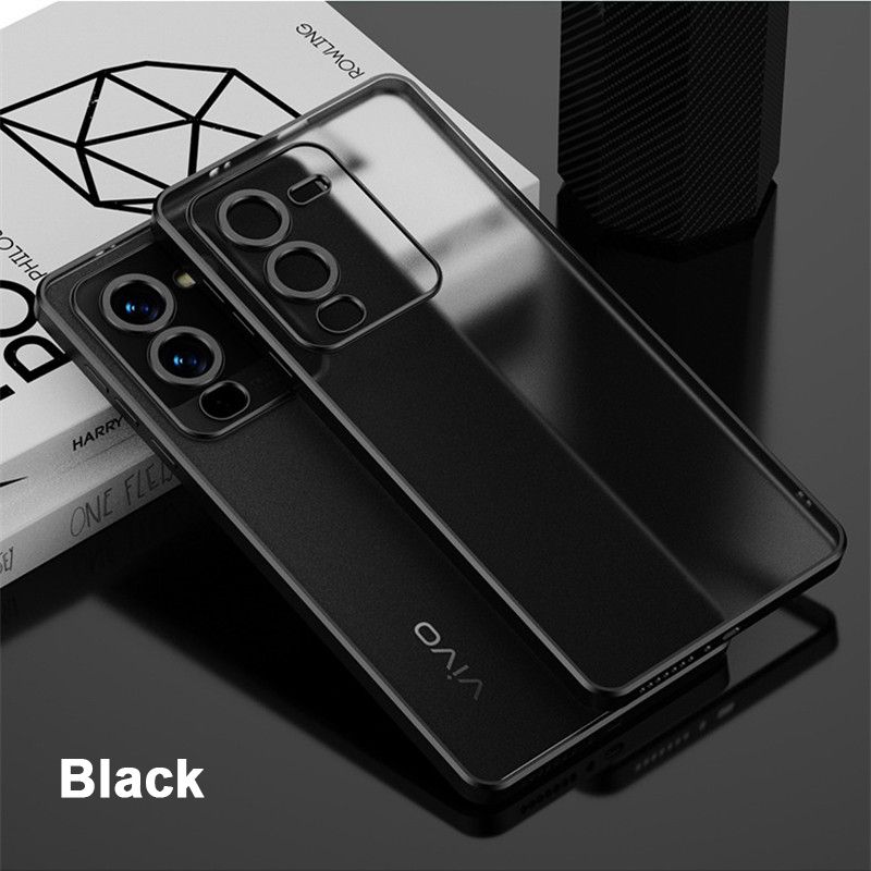 Für vivo V23 S15 S12 S10 Pro Rahmen mit gerader Kante, matt, transparent, weicher TPU-Airbag, Anti-Drop-Objektiv, vollständige Abdeckung_voghion.com