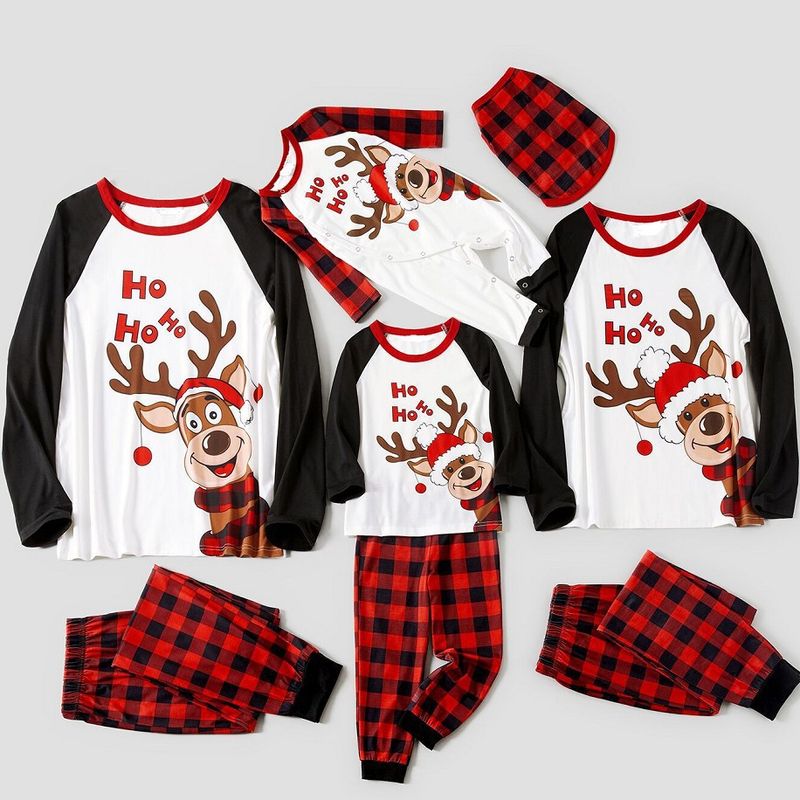 Christmas suit, parent-child suit, autumn suit, family suit, long-sleeved round neck, fawn plaid home clothes, pajamas_voghion.com