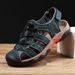 Men's Genuine Leather Oversized Breathable Sandals, Handmade Shoes With Toe Caps, Casual Beach Men's Sandals_voghion.com