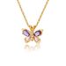 Retro Ethnic Bohemian Beach Pink Purple Zircon Butterfly Necklace Female Versatile High Sense Luxury Titanium Steel Amethyst Collarbone Chain_voghion.com
