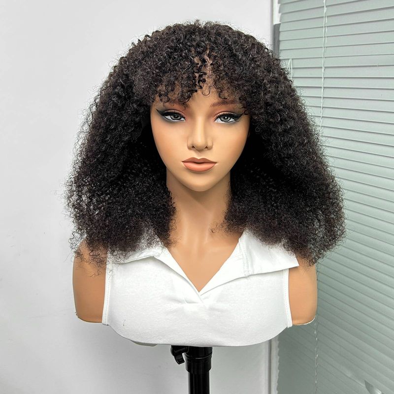 Peluca de cabello humano prearrancado y precortado, peluca de cabello humano Jerry rizado ondulado Bob, pelucas de cabello humano de 180% de densidad para principiantes_voghion.com