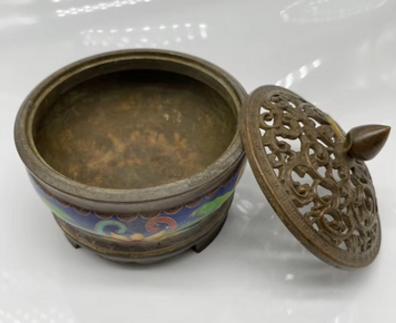 pure Copper crafts Cloison three legged incense burner household stove plate sandalwood burner Home decoration incense burner_voghion.com