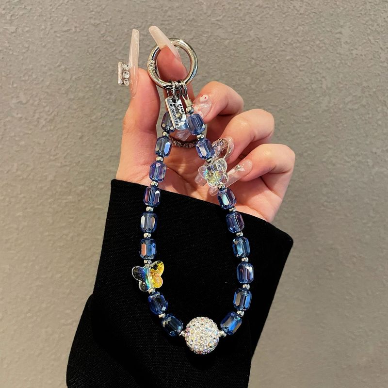 Crystal Phone Chain Strap - Rhinestone Beaded Lanyard With Bow Charm For Phone Case, Wrist Strap & Crossbody Accessory​_voghion.com