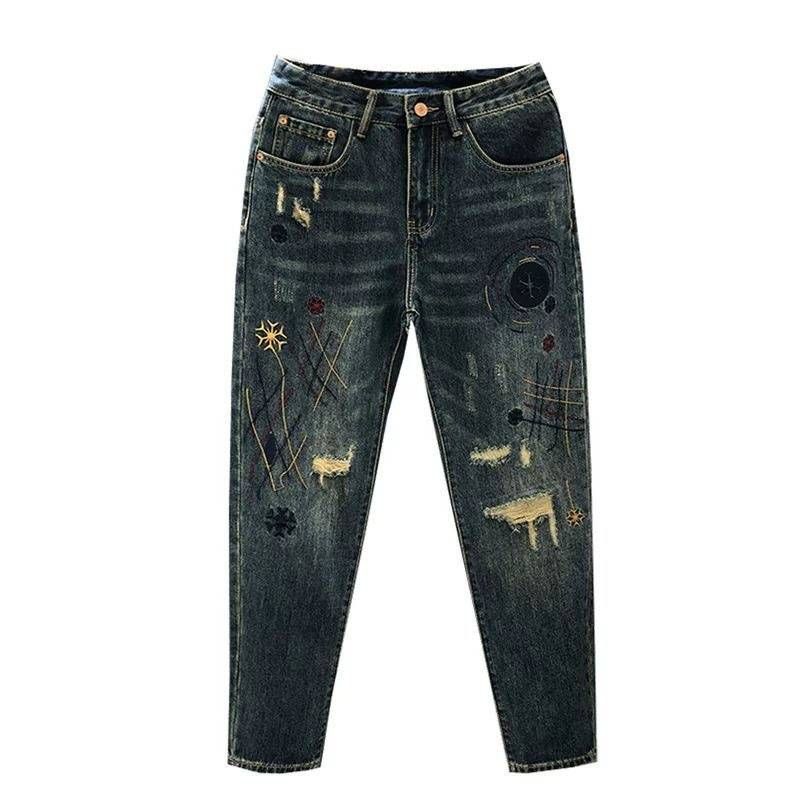 Men's Clothing High Quality Ripped Embroidered Jeans Trendy Loose Flared Pants Spring And Summer Cool Trousers_voghion.com