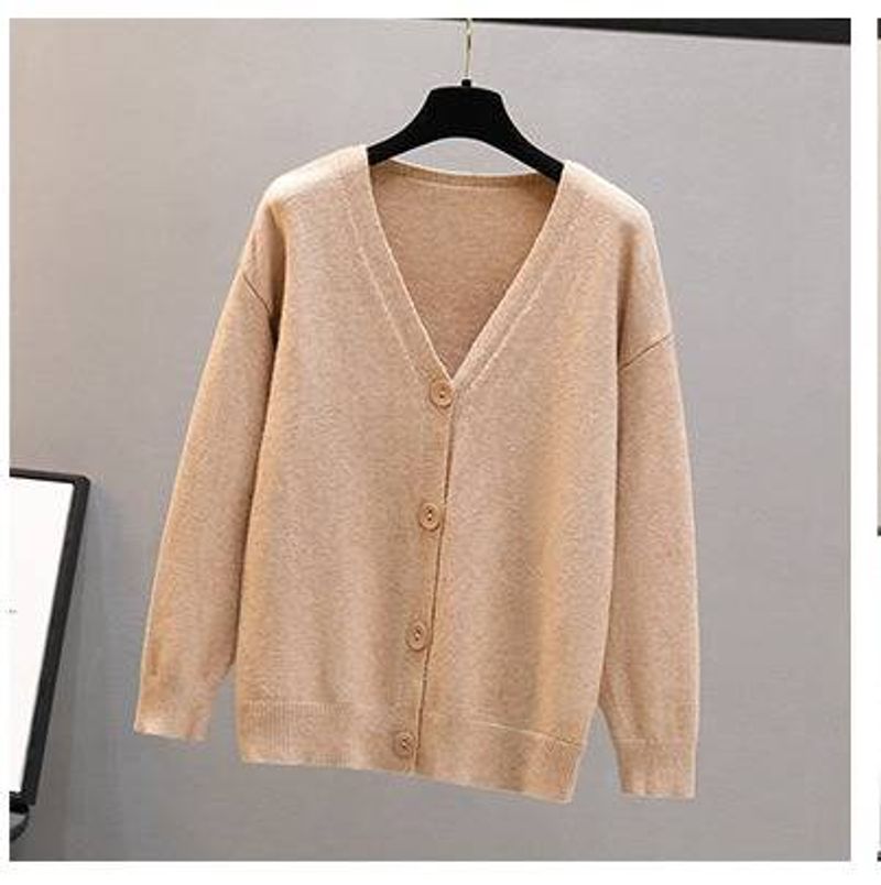 ​​"Übergroßer Harajuku-Cardigan – Grobstrickpullover mit offener Vorderseite für Damen (Khaki/Grau/Schwarz/Dunkelbraun, Einheitsgröße)"​​_voghion.com