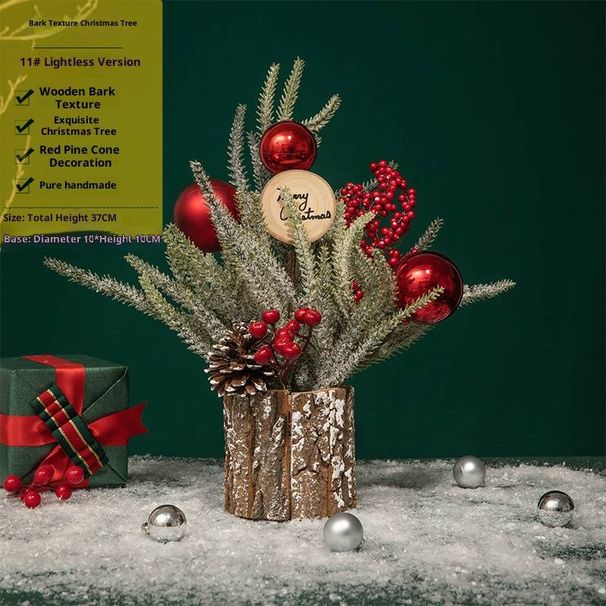 Weihnachtsbaumdeko mit Rindenstruktur – Handgefertigte Mini-Bäume aus Holz und PE für Tisch, Kaminsims und als festliche Tischdekoration (30–37 cm, natürlicher Stil)_voghion.com