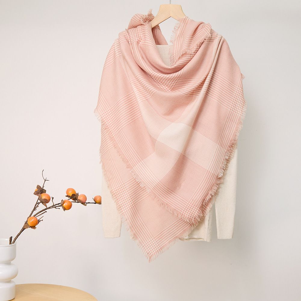 Disponibile all'ingrosso in lana merino per le donne inverno caldo collo versatile nappa colorata sciarpa quadrata scozzese scialle_voghion.com