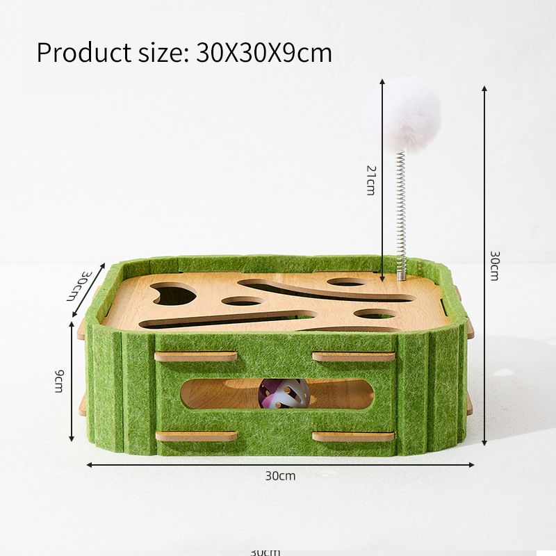 Toy Teaser Wand Self-Entertainment Gadget With Feather Cat Scratching Post Durable Rotating Ball Water Wood_voghion.com
