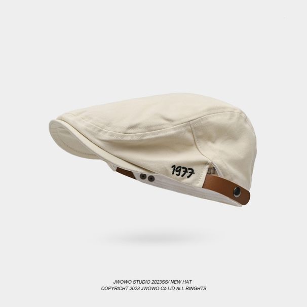 Embroidered Letter Forward For Women, Spring And Autumn Reversible Beret, British Style Versatile Artistic Painter Hat_voghion.com